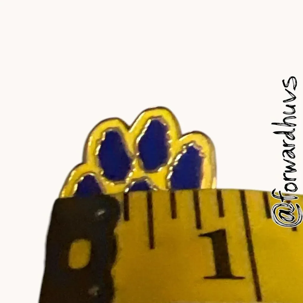 Purple & Yellow Enamel Paw Print Gold Tone Lapel Pin